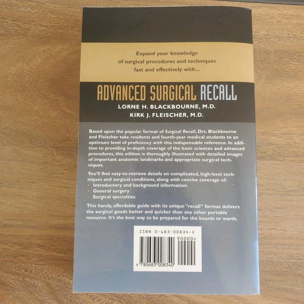 Advanced Surgical‎ Recall by Lorne H. Blackbourne, MD Medical Paperback Book